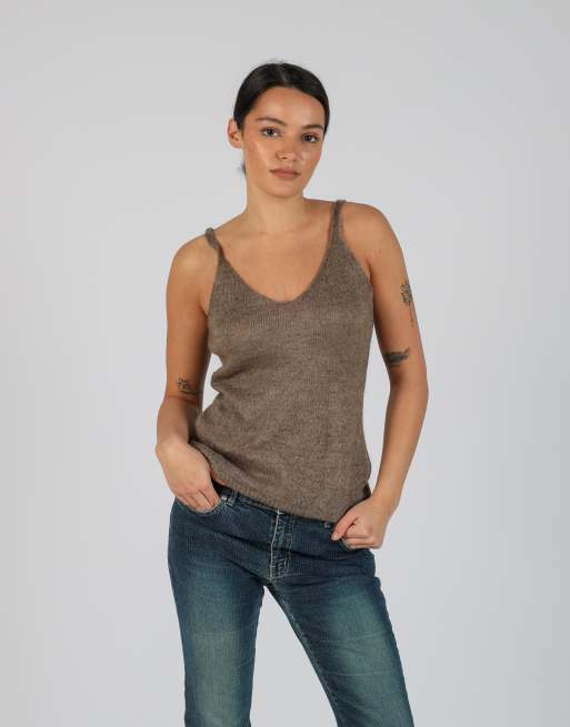 Vintage Made in Italy S cami in brown