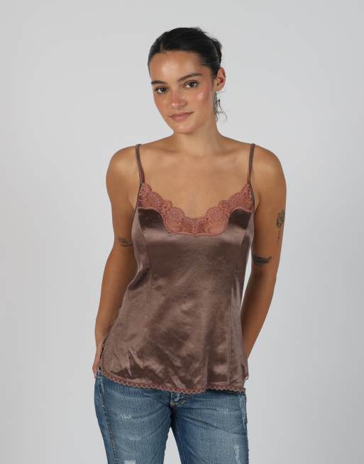 Vintage Made in Italy S cami in brown