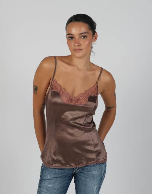 Vintage Made in Italy S cami in brown, 3 of 4