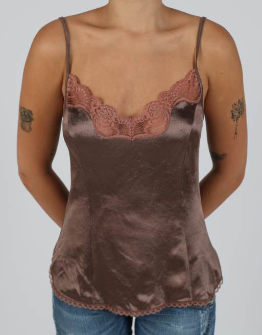 Vintage Made in Italy S cami in brown, 4 of 4