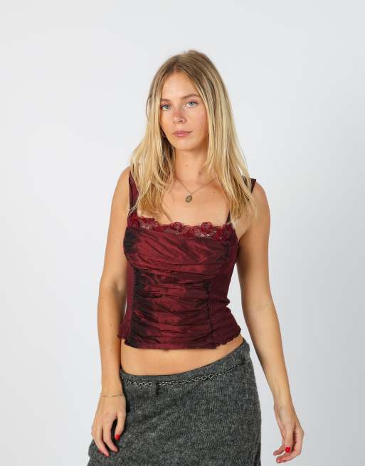Vintage Made in Italy S cami in burgundy red, 1 of 4