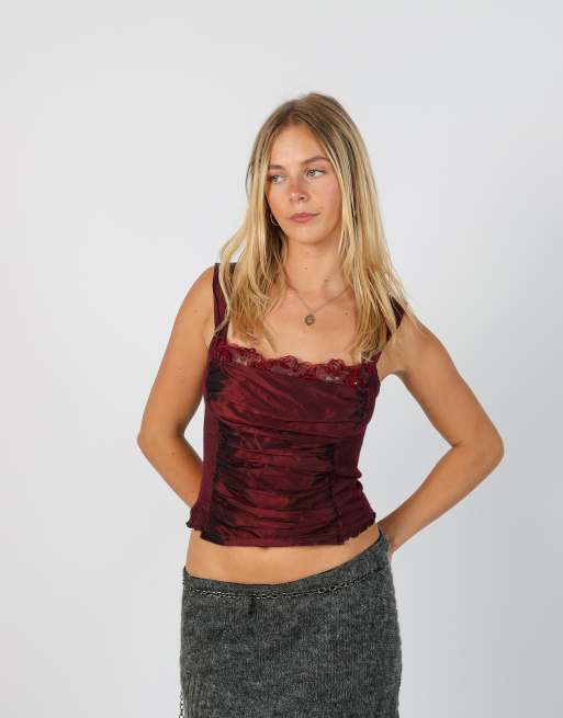 Vintage Made in Italy S cami in burgundy red, 3 of 4