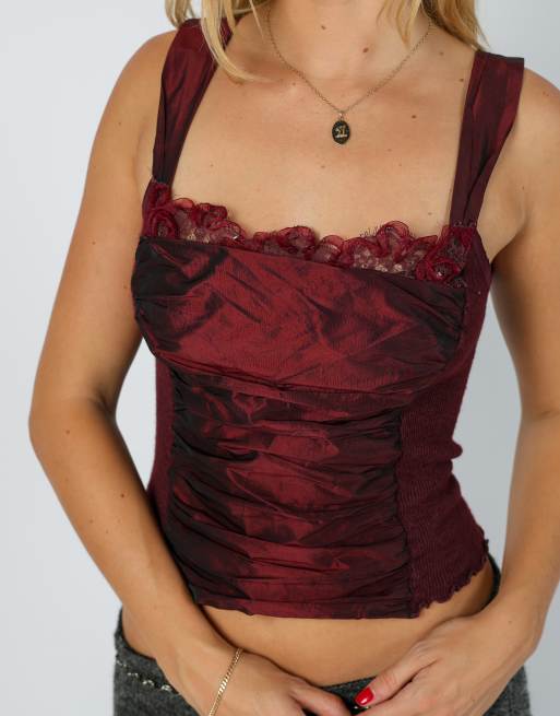Vintage Made in Italy S cami in burgundy red, 4 of 4