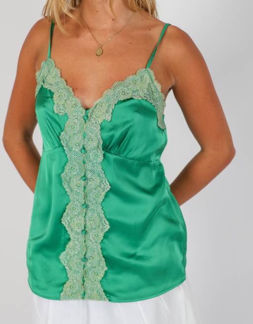 Vintage Made in Italy S cami in dark green, 4 of 4