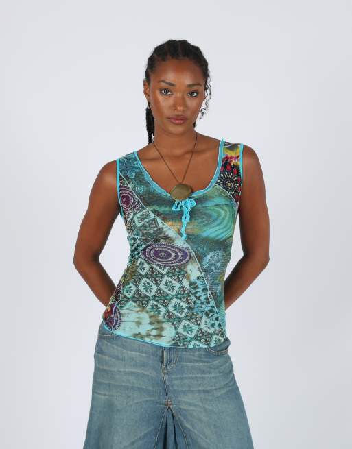 Vintage Made in Italy S cami in light blue