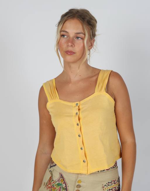 Vintage Made in Italy S cami in mustard yellow, 3 of 4