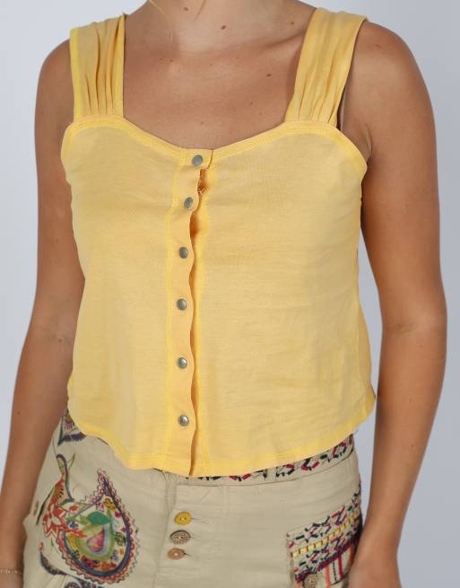 Vintage Made in Italy S cami in mustard yellow, 4 of 4