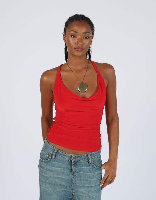 Vintage Made in Italy S cami in red