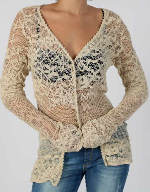 Vintage Made in Italy S cardigan in beige, 4 of 4