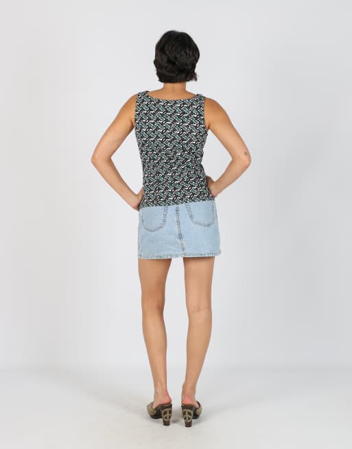 Vintage Made in Italy S denim mini skirt in blue, 3 of 4