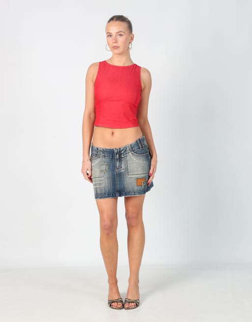 Vintage Made in Italy S denim mini skirt in light blue