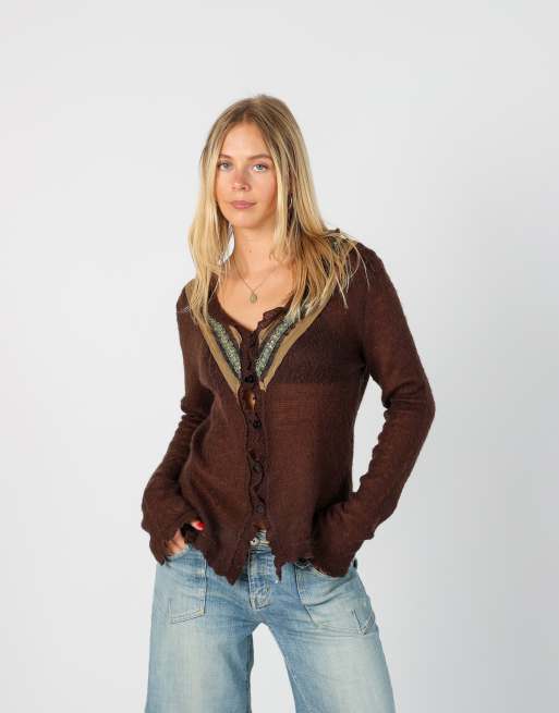 Vintage Made in Italy S knitted jumper in brown, 1 of 4