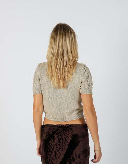 Vintage Made in Italy S knitted jumper in gold, 2 of 4