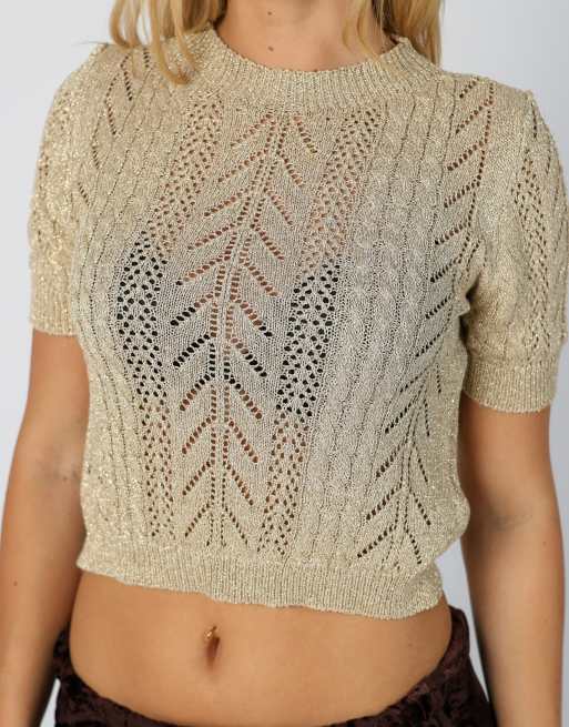 Vintage Made in Italy S knitted jumper in gold, 4 of 4