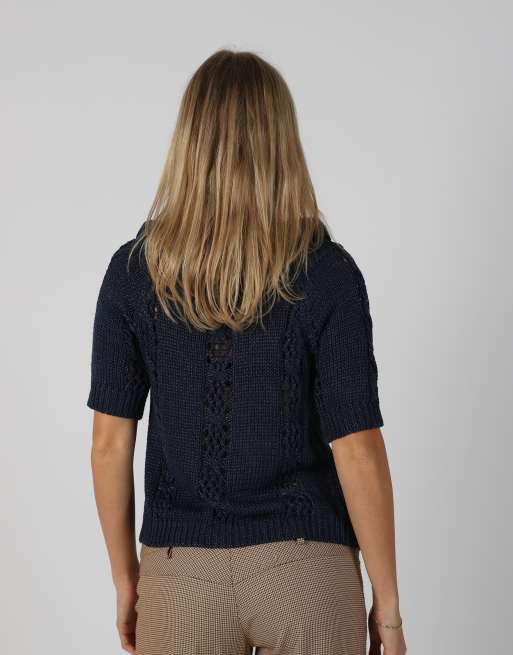 Vintage Made in Italy S knitted jumper in navy blue, 2 of 4