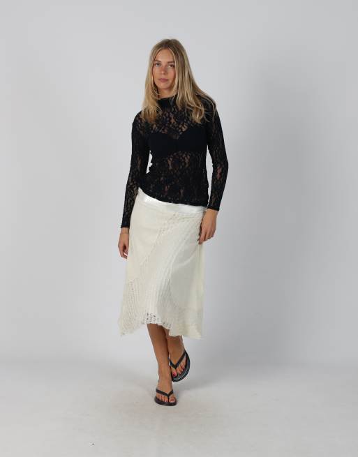 Vintage Made in Italy S knitted skirt in cream, 1 of 4