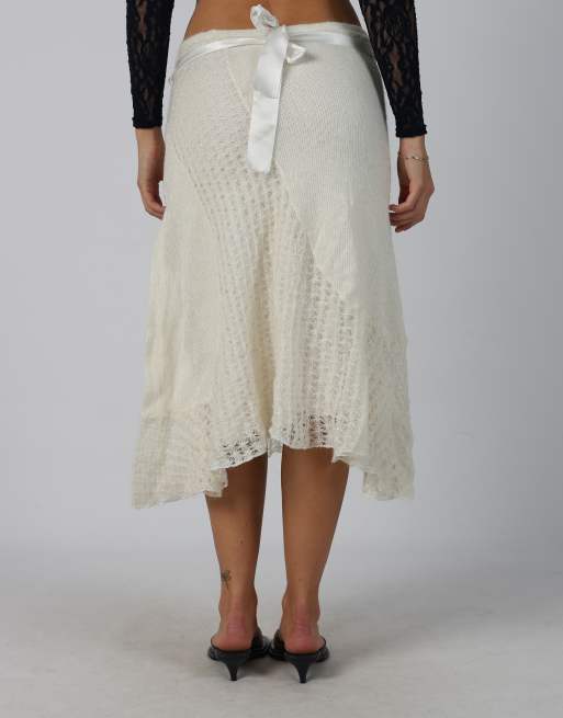 Vintage Made in Italy S knitted skirt in cream, 4 of 4