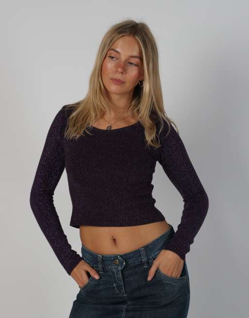 Vintage Made in Italy S knitted top in purple, 1 of 4