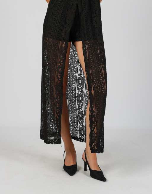 Vintage Made in Italy S lace maxi dress in black, 2 of 4