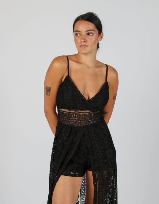 Vintage Made in Italy S lace maxi dress in black, 4 of 4