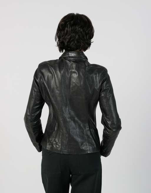 Vintage Made in Italy S leather jacket in black, 2 of 4