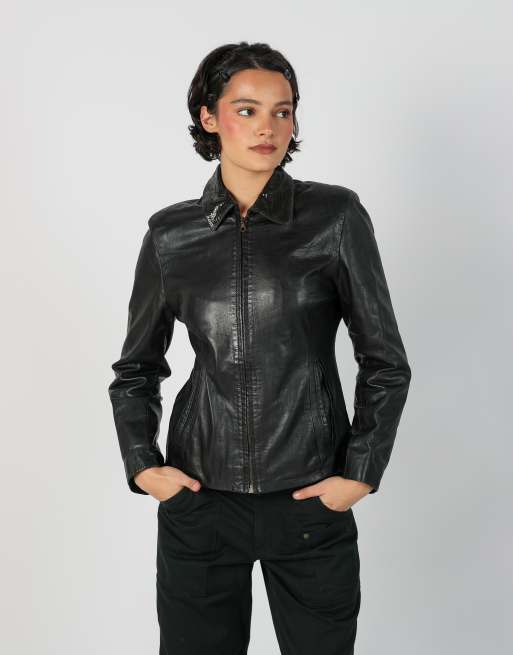 Vintage Made in Italy S leather jacket in black, 3 of 4