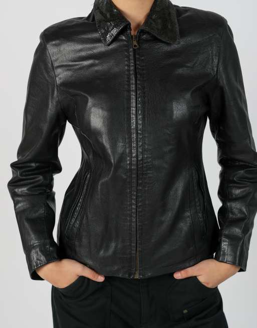 Vintage Made in Italy S leather jacket in black, 4 of 4
