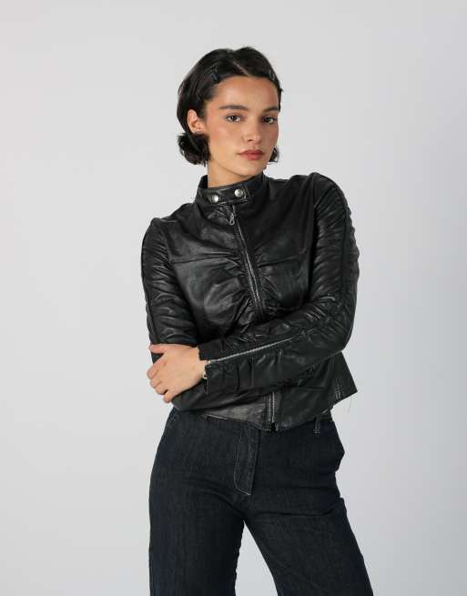 Vintage Made in Italy S leather jacket in black, 3 of 4