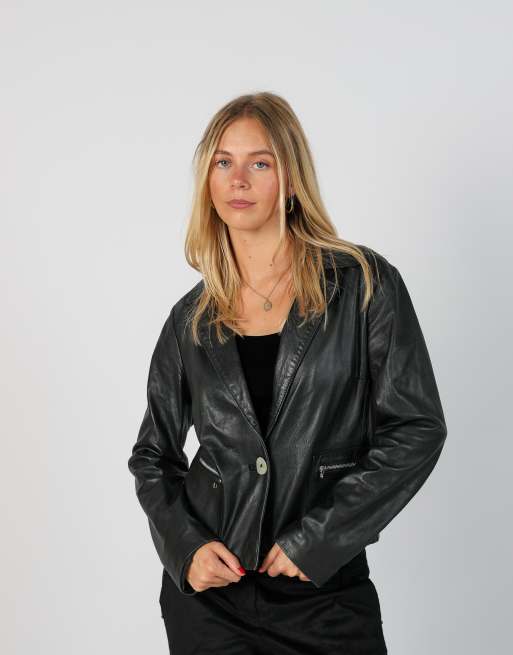Vintage Made in Italy S leather jacket in black, 1 of 4