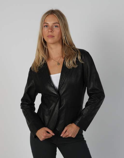 Vintage Made in Italy S leather jacket in black, 1 of 4