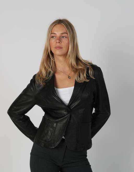 Vintage Made in Italy S leather jacket in black, 3 of 4