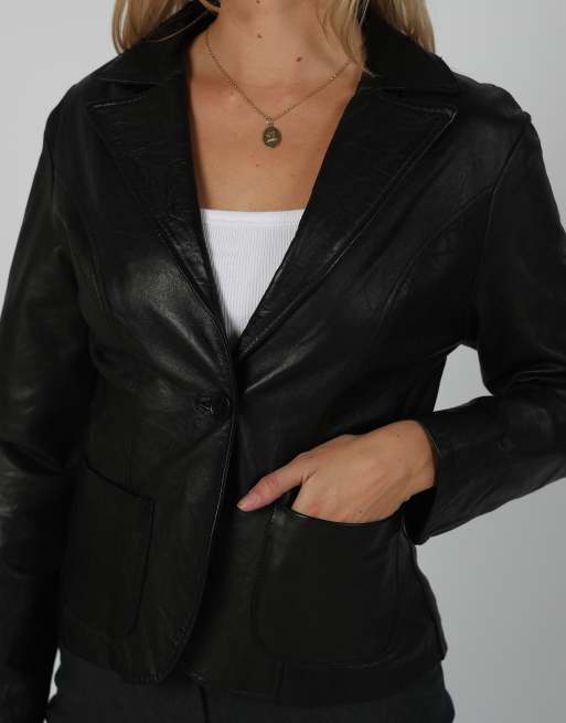 Vintage Made in Italy S leather jacket in black, 4 of 4
