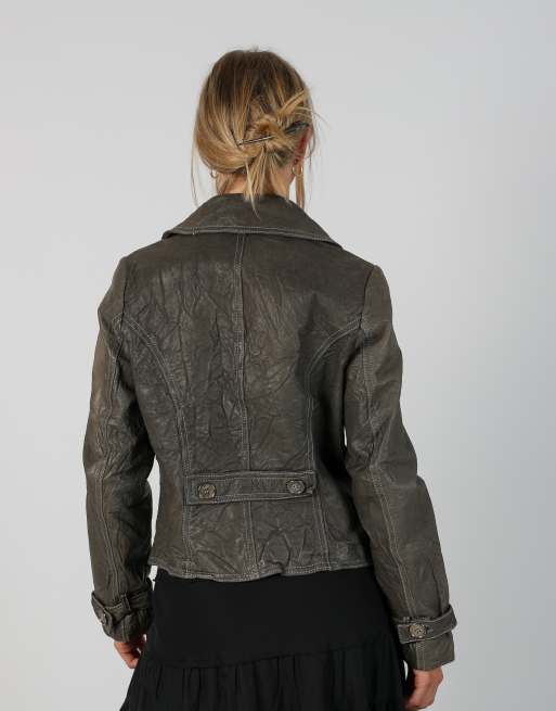 Vintage Made in Italy S leather jacket in grey, 2 of 4