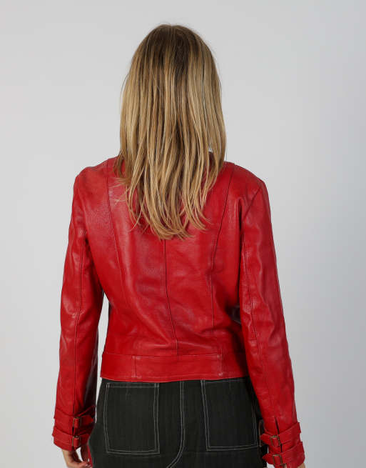 Vintage Made in Italy S leather jacket in red, 2 of 4