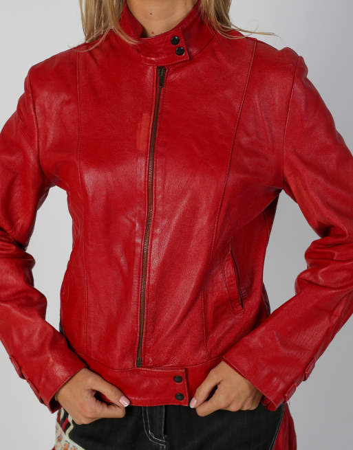 Vintage Made in Italy S leather jacket in red, 4 of 4