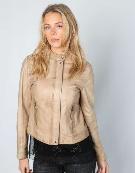 Vintage Made in Italy S leather jacket in tan