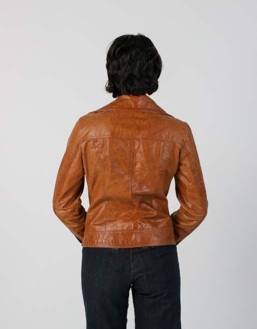 Vintage Made in Italy S leather jacket in tan, 2 of 4