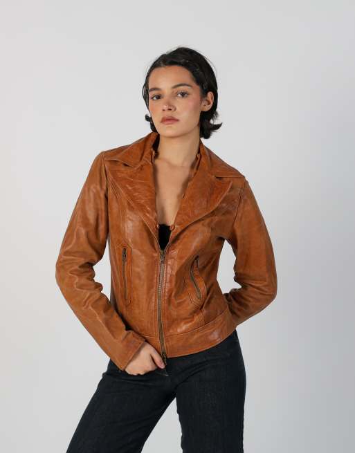 Vintage Made in Italy S leather jacket in tan, 3 of 4