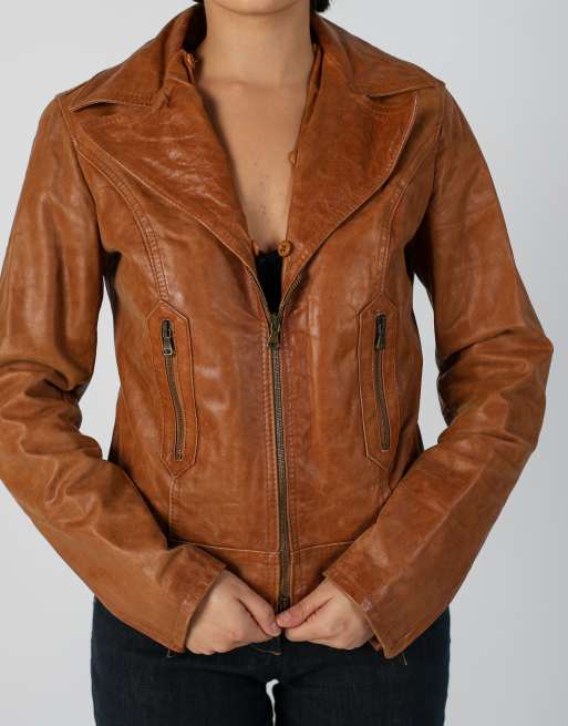Vintage Made in Italy S leather jacket in tan, 4 of 4