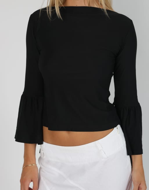 Vintage Made in Italy S long sleeve top in black, 4 of 4