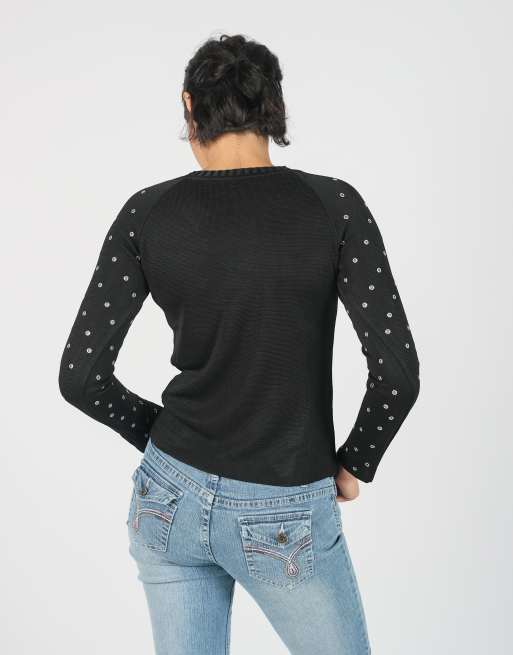 Vintage Made in Italy S long sleeve top in black, 2 of 4