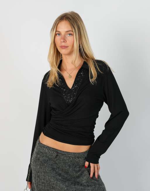 Vintage Made in Italy S long sleeve top in black, 1 of 4