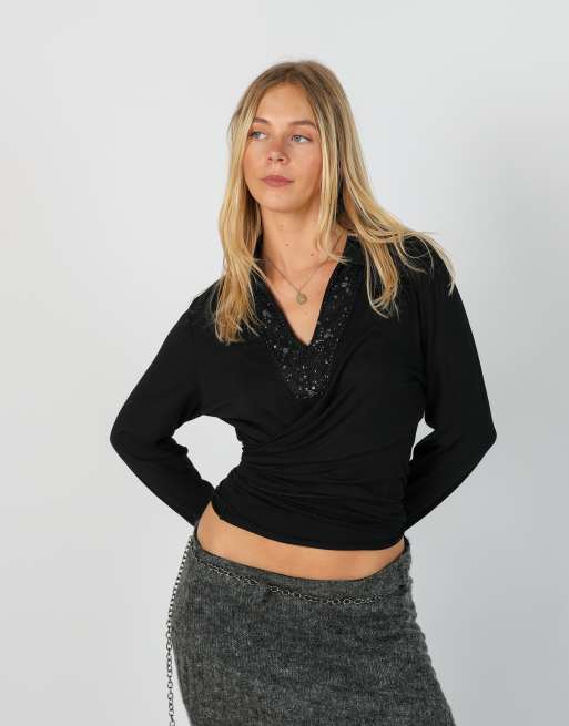 Vintage Made in Italy S long sleeve top in black, 3 of 4