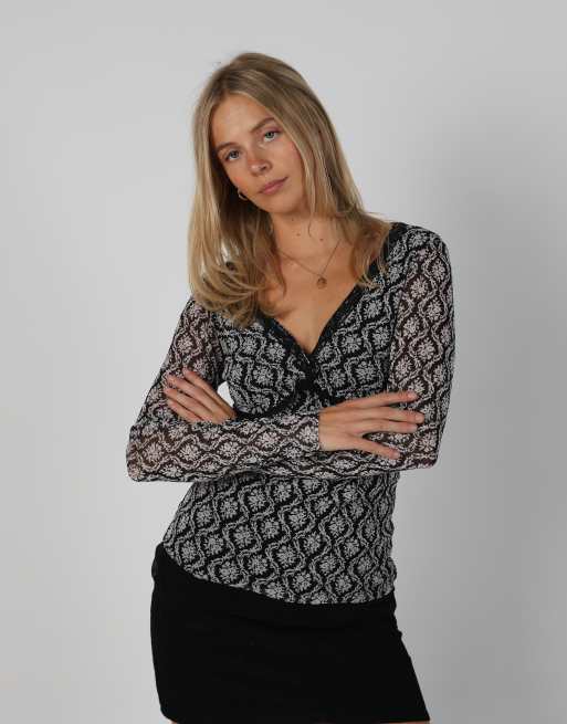 Vintage Made in Italy S long sleeve top in black, 3 of 4