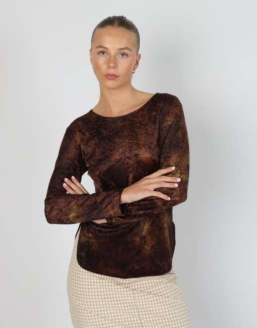 Vintage Made in Italy S long sleeve top in brown