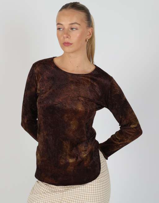 Vintage Made in Italy S long sleeve top in brown, 3 of 4