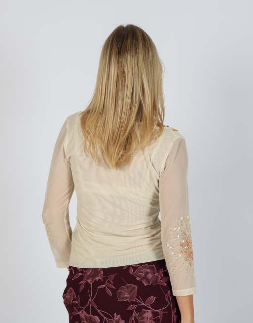 Vintage Made in Italy S long sleeve top in cream, 2 of 4