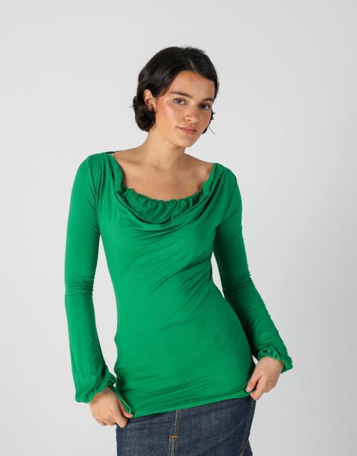 Vintage Made in Italy S long sleeve top in dark green, 1 of 4