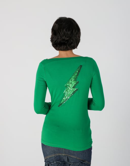 Vintage Made in Italy S long sleeve top in dark green, 2 of 4