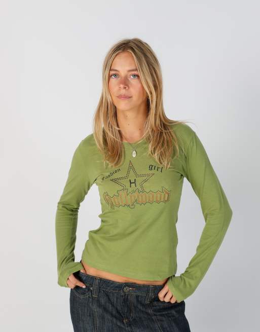 Vintage Made in Italy S long sleeve top in light green, 1 of 4